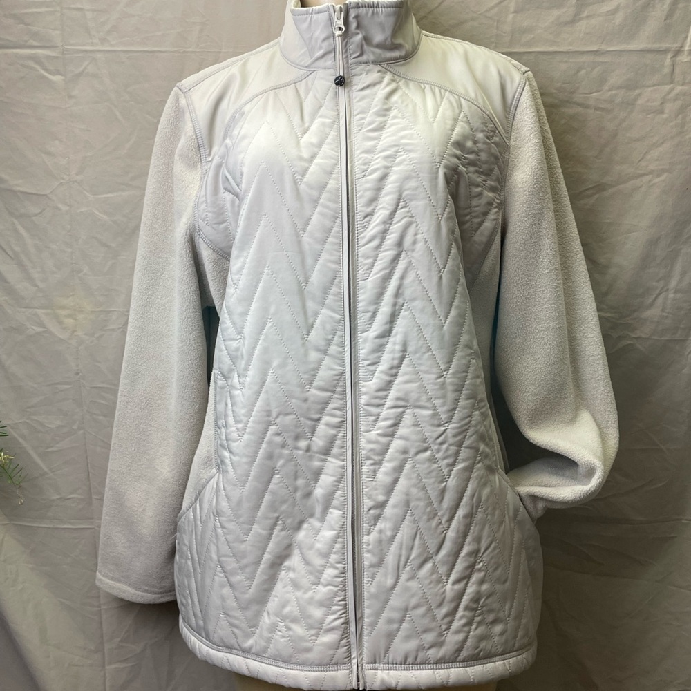 Style & Co. White Quilted Ski Jacket with Fleece Sleeves